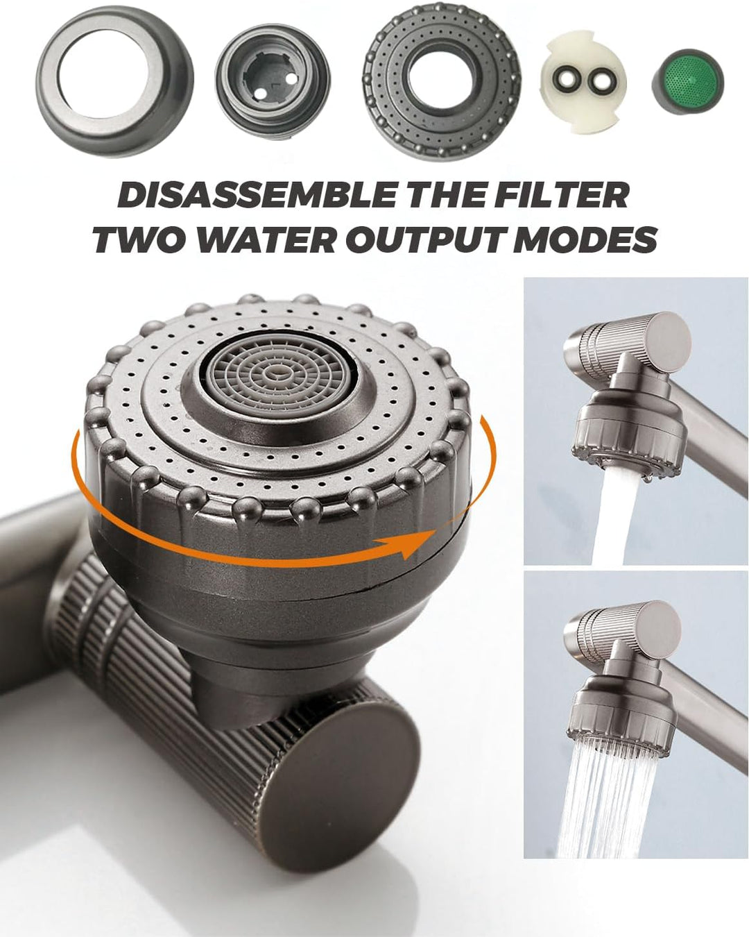 MIDINGCHAI Wasserhahn Bad, Wasserhahn Bad Hoch, 1080 Grad Drehbarer Wasserhahn mit Schlauch, Ideal S