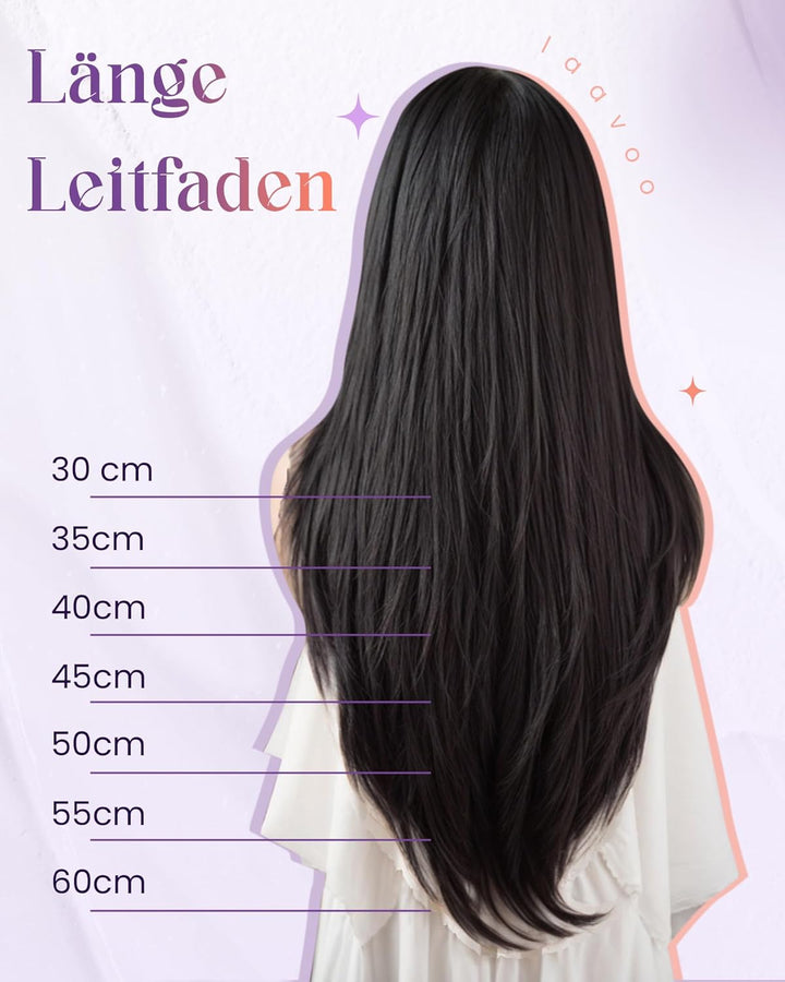 LaaVoo 55cm Extention Tressen Echthaar Balayage Schwarz Silber Sew in Tressen Echthaar zum Einnähen