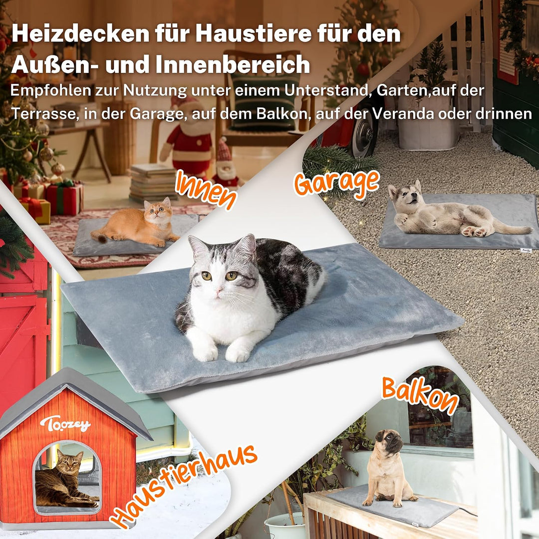 Toozey Outdoor Heizdecke Haustier mit Wasserdicht Abdeckung und Kaubeständigem Kabel, Automatische T