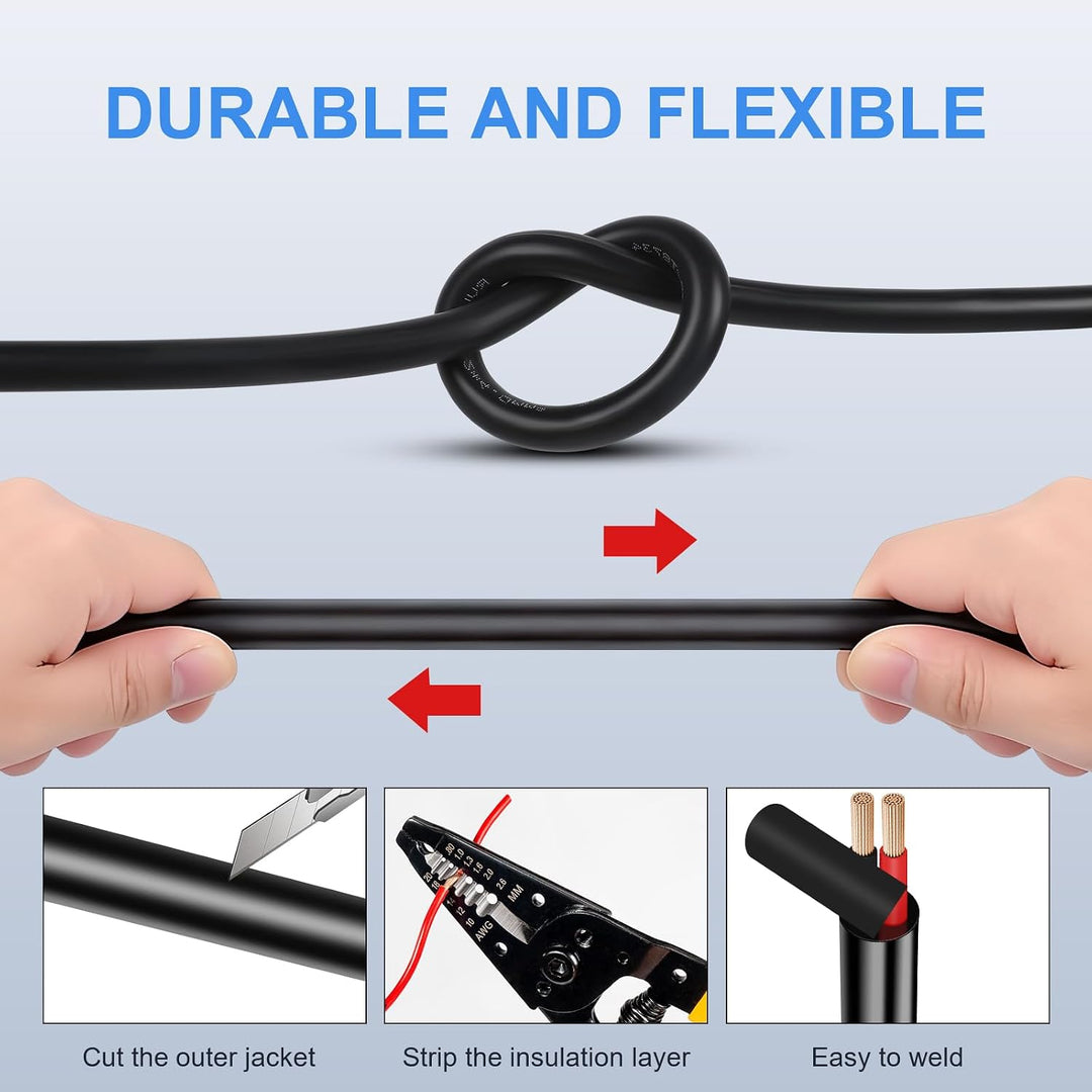 KFZ Kabel 2x0,75mm² 10m Kupfer Flach Flexibel Universal 0.75mm² 10 Meter, 0.75mm² 10 Meter
