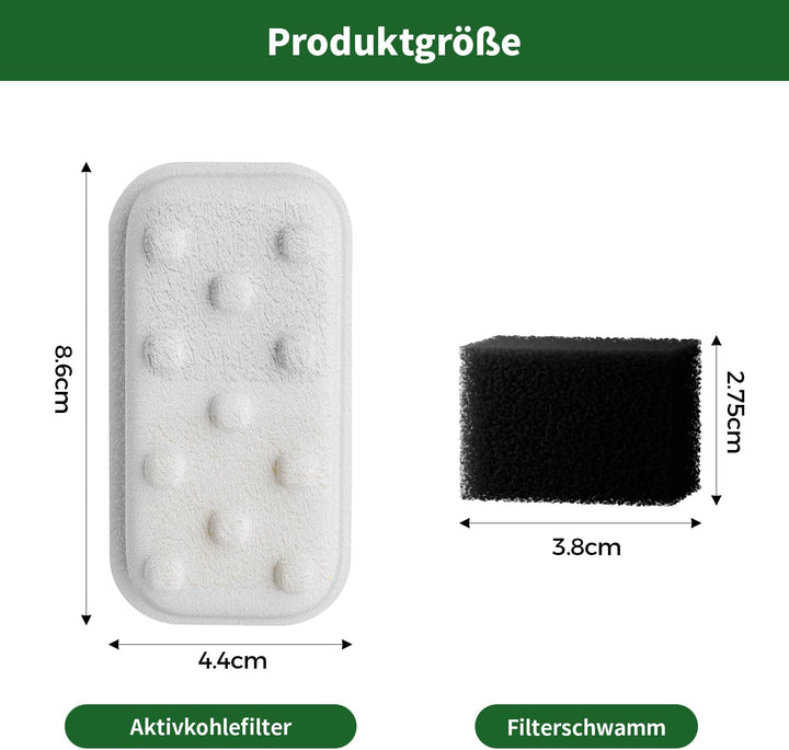 16-Pack Ersatzfilter/-schwämme (8+8) – einzeln verpackt – Passend für den APAUK Katzenbrunnen Edelst