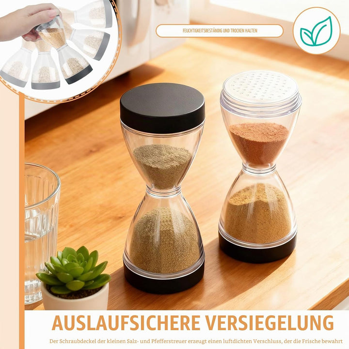 Salz- und Pfefferstreuer, 2-in-1, tragbar, klein, Camp-Gewürzbehälter mit feuchtigkeitsbeständigem D
