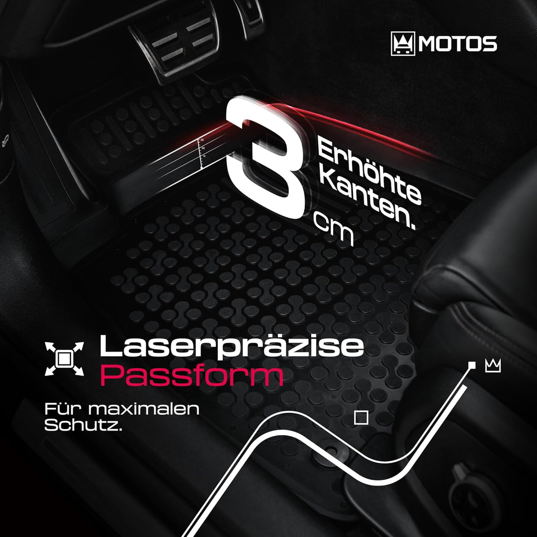 M MOTOS Satz Gummifussmatten und PE Kofferraumwanne für Mazda 3 III 2013-2018 Verbessern Sie Ihren R