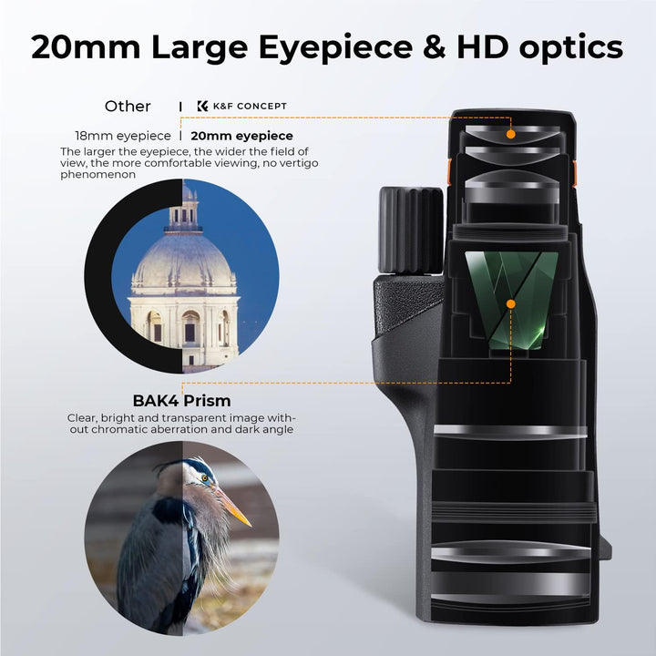 K&amp;F Concept Monokular Teleskop 12x50 HD Handy Fernrohr Mit Arca-Schnittstelle für Vogelbeobachtung,