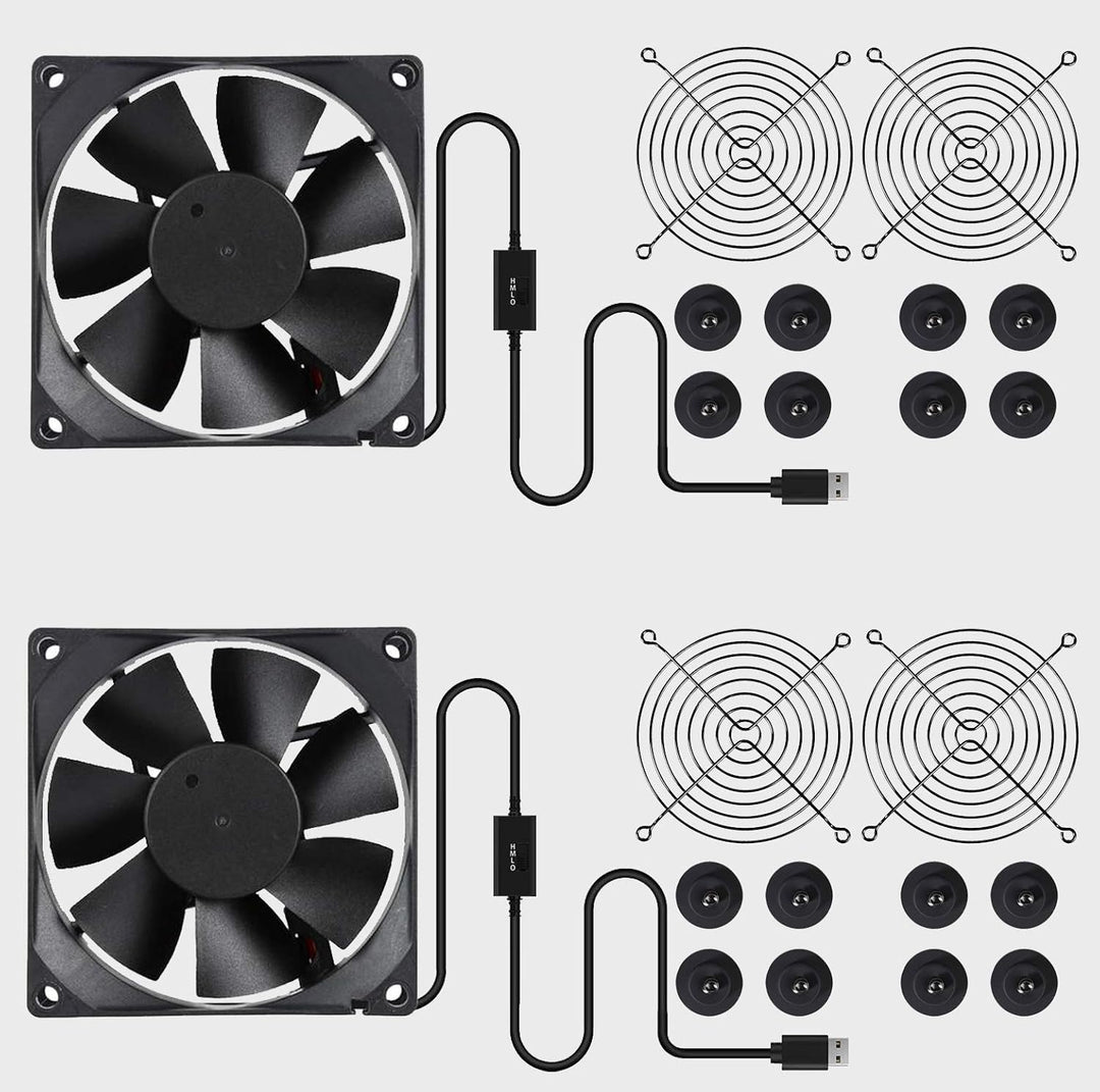 upHere U80 USB Lüfter,Multi-Speed-Steuerung,mit Metallgrillschutz Gehäuselüfter 80mm zum PC/TV-Box/E