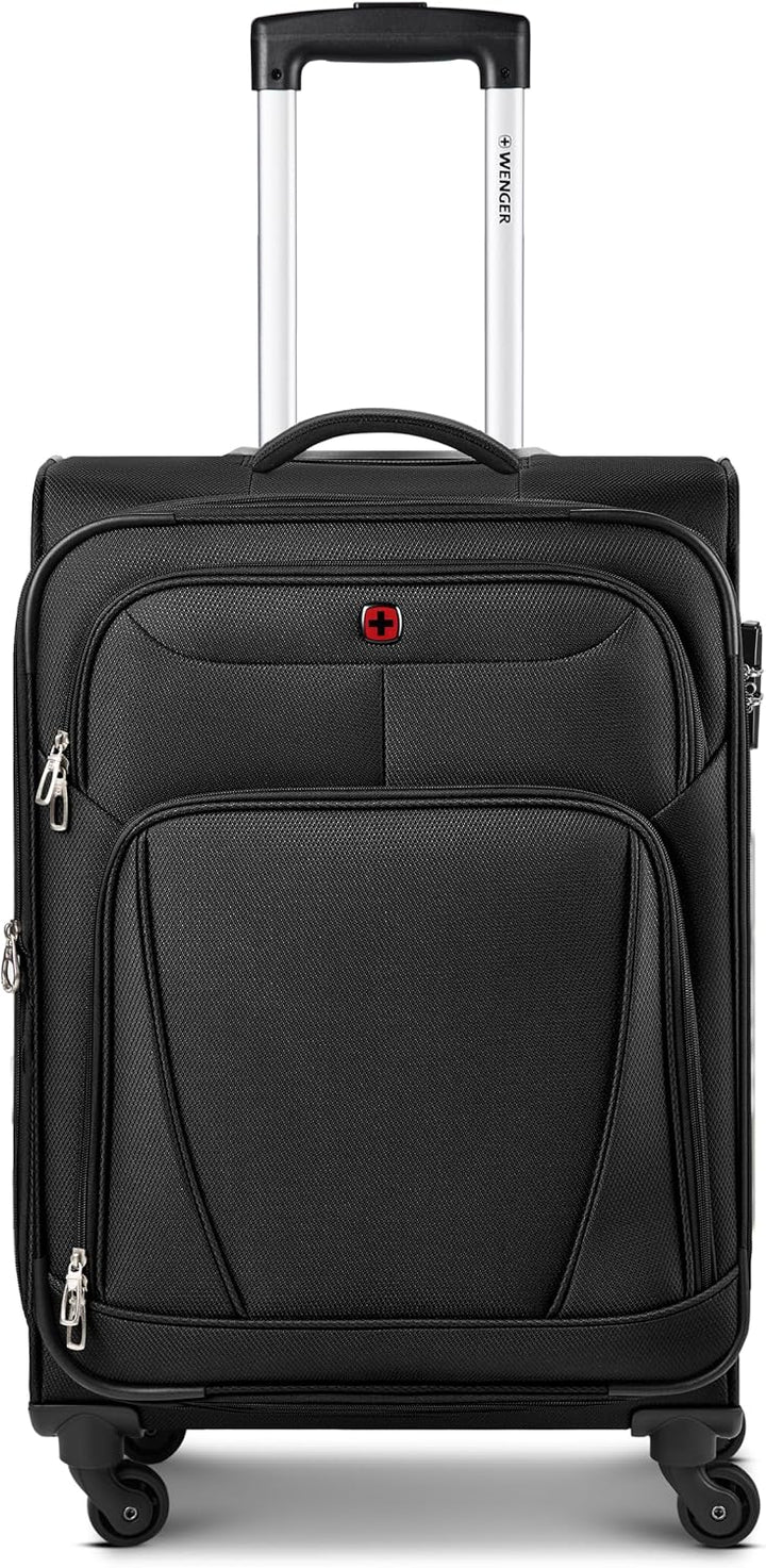 WENGER Check-in Koffer für Damen und Herren | mittelgrosser Trolley Schwarz M, Schwarz M