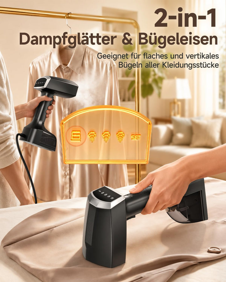 Dampfglätter, 2-in-1 Steamer für Kleidung, 350 ml Tank, 20 Sek. Aufheizen