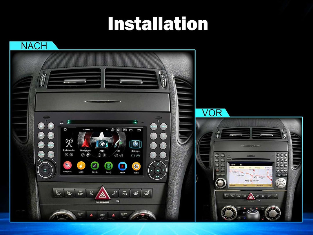 Erisin 7 Zoll 8-Kern 4GB+64GB Android 12 Autoradio Bluetooth mit GPS Navi Für Mercedes Benz SLK Klas