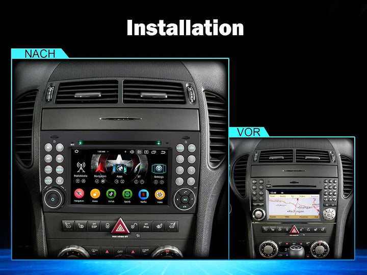 Erisin 7 Zoll 8-Kern 4GB+64GB Android 12 Autoradio Bluetooth mit GPS Navi Für Mercedes Benz SLK Klas