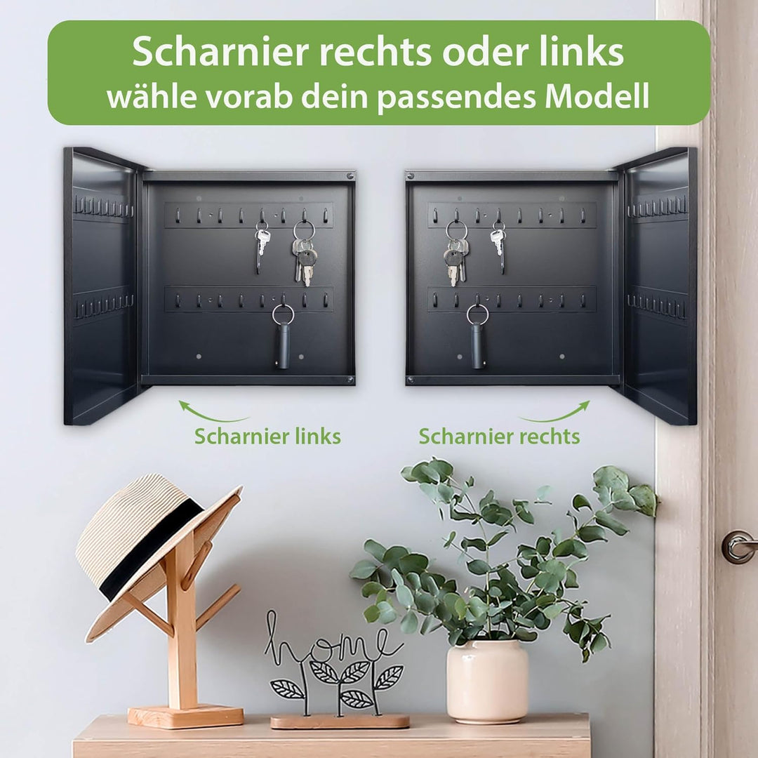 banjado® Grosser Schlüsselkasten Glas/Schlüsselbox 30cm x 30cm mit 50 Haken - Motiv Gebirgssee/Schlü