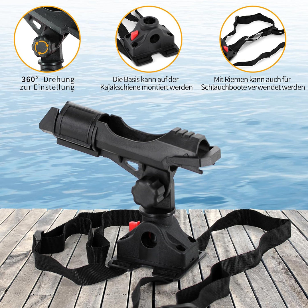 Angeln Boot Rutenhalter mit Halterung - 360 Grad einstellbar für Angelruten - Ideal für Angelboote u