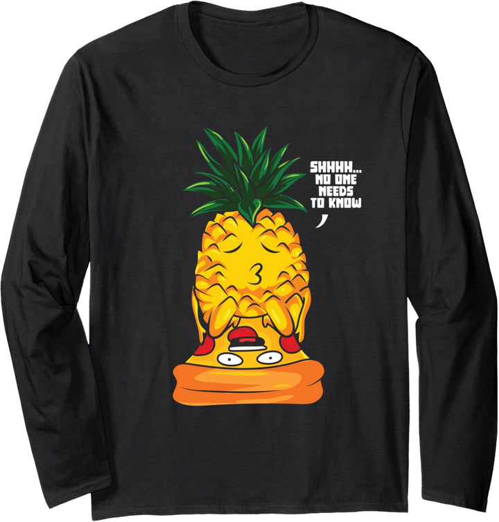 Pineapple Eating Pizza Slice Funny Italian Food Pie Eater Langarmshirt