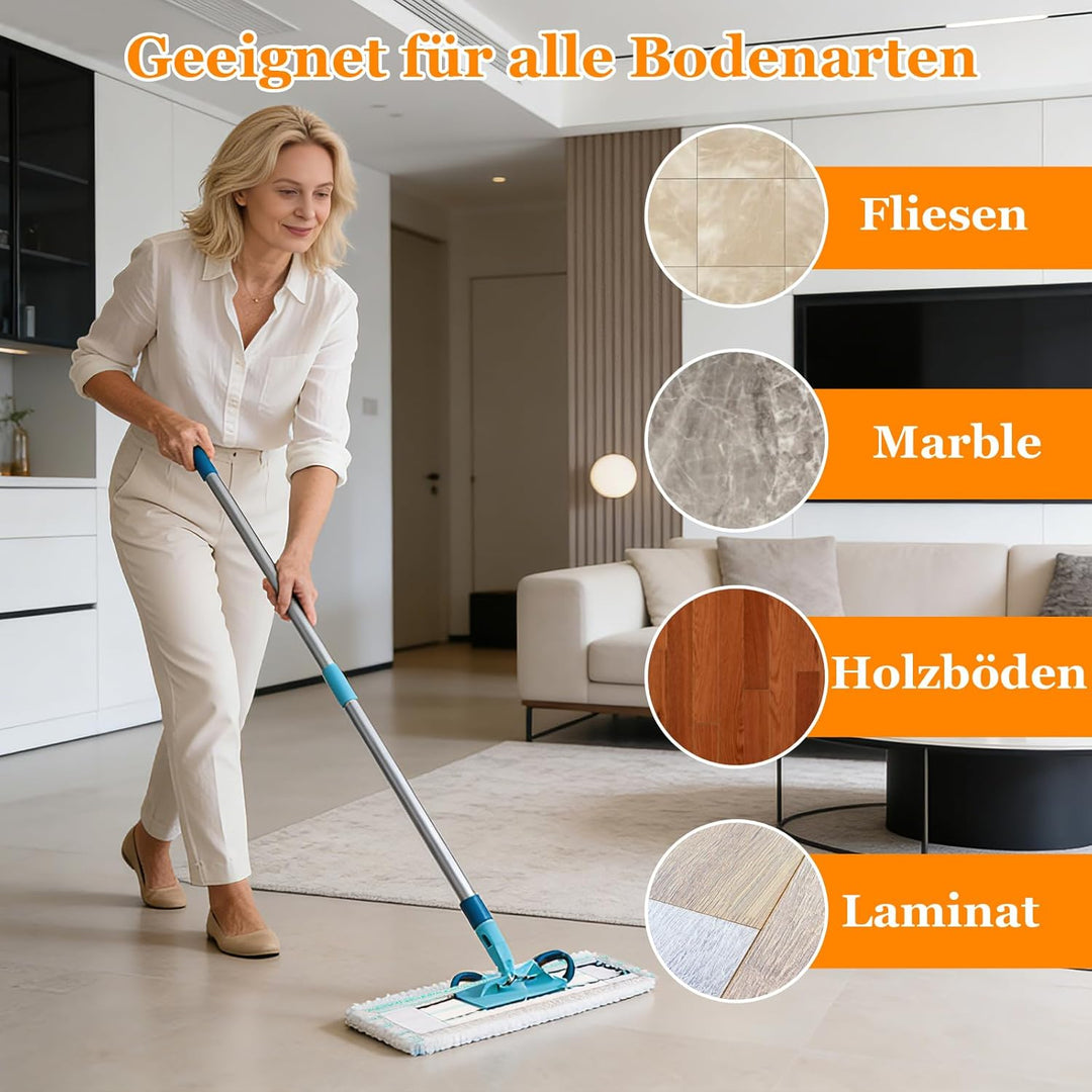 4 Stück Ersatz-Wischbezüge für Leifheit Profi XL Cotton Plus/Profi XL Micro Duo Vollstiel Bodenwisch