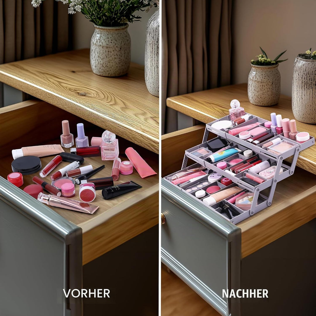 BELLE VOUS Erweiterbarer Schubladenorganizer - 3-stufiger Kommode Organizer für Make-up und Schmuck