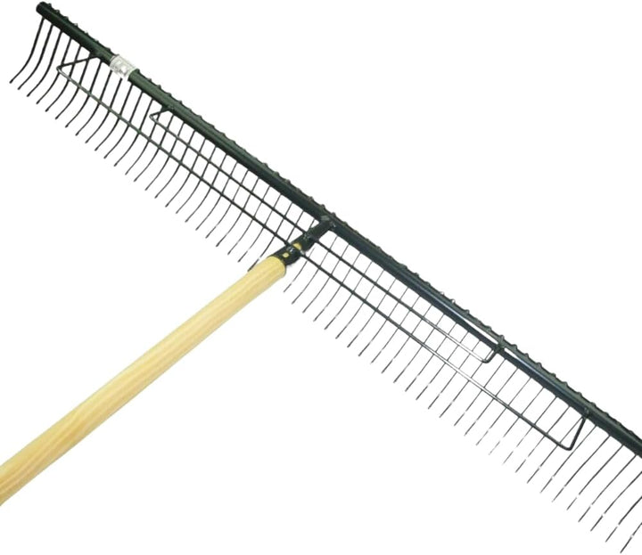 Polar Rasenrechen 100 cm 56 Zinken Rasen Harke Heu rechen Laubrechen mit Stiel