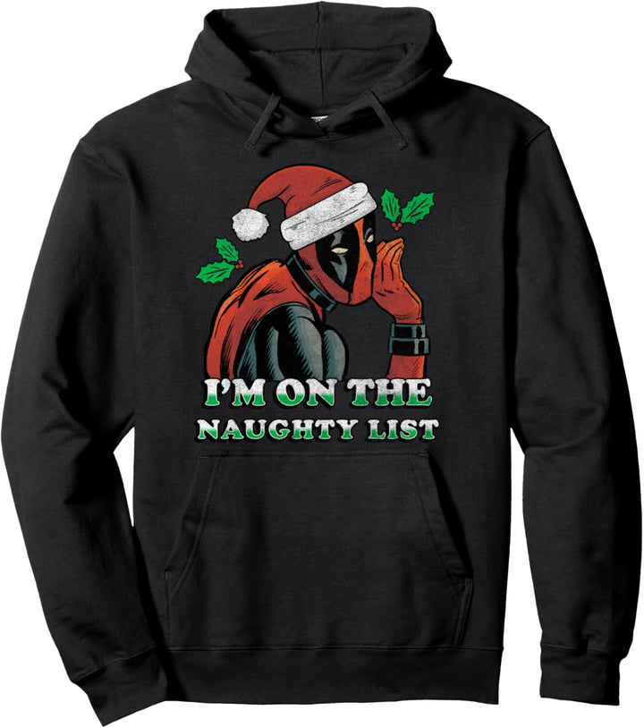 Marvel Deadpool Santa Secret Naughty List Weihnachten Pullover Hoodie