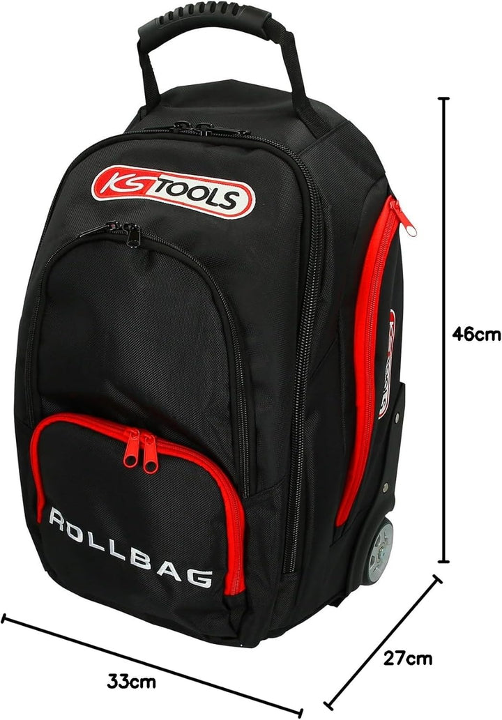 KS Tools SMARTBACKPACK 850.0334 Rucksack Teleskop-Trolley, Schwarz/Rot