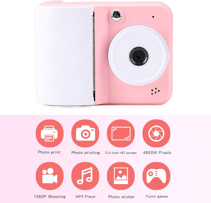 Sofortdruckkamera für Kinder, 48MP 1080p Kids Camera Sofortdruck mit 3 Rollendruckpapier, für Jungen