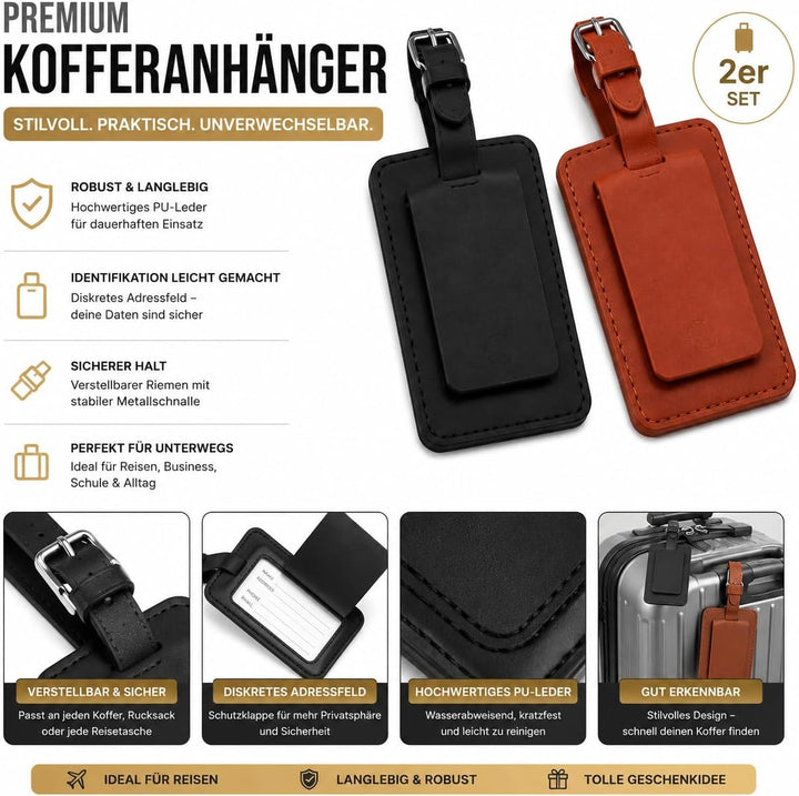 Reisezubehör-Set: 2 Reisepasshülle Transparent,2 Dokumententasche Wasserdicht A6,2X Kofferanhänger N