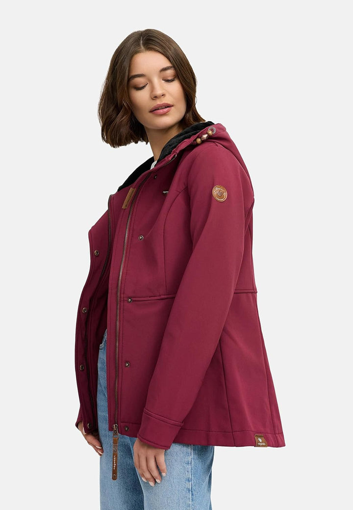 Ragwear Damen Sotfshelljacke Übergangsjacke mit Teddyfleece-Kapuze Yba Intl XS-6XL S Wine25, S Wine2