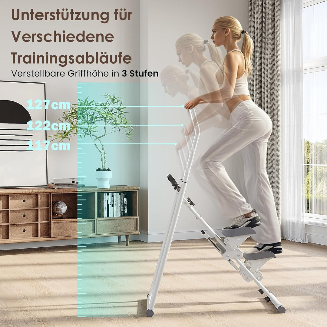 Mdeam Stair Stepper für Zuhause, Vertical Climber mit Haltegriff Weiss, Weiss