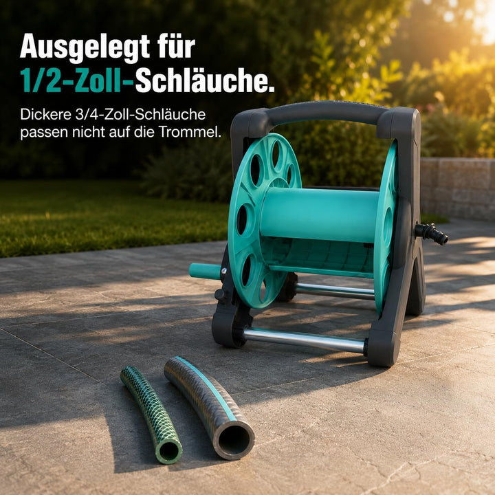 ONBEST Schlauchtrommel bis zu 30 m - Mobil mit Handkurbel, 1/2 Zoll