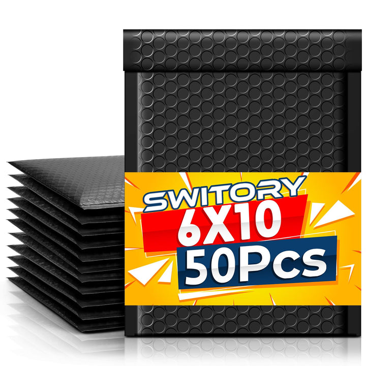 Switory 50 Stück A5 15,3 cm x 26,9cm Poly Bubble Mailer Gepolsterte Umschläge Bubble Lined Poly Mail