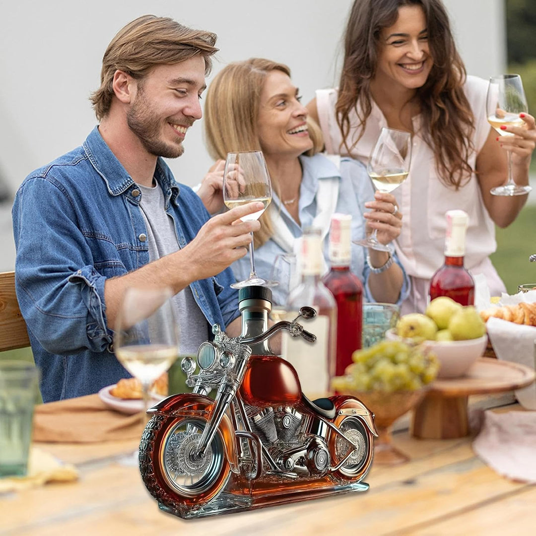 Weinflaschen Aus Glas Im Motorrad-Stil Mit Korken – 3D-Whisky-Dekanter Aus Glas Im Motorrad-Stil, Vi
