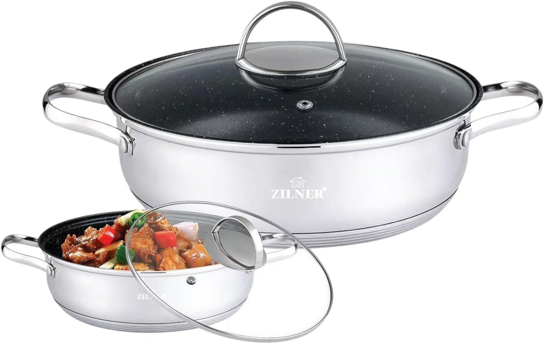 Topf Kochtopf 22 cm 2,6 L Edelstahl Marmorbeschichtung PFOA-frei 22cm, 22cm