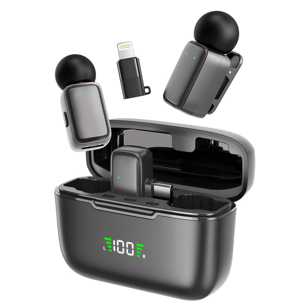 Mini Wireless Lavalier Mikrofon für iphone/Android Handy Phone, Kabelloses Ansteckmikrofon mit Noise
