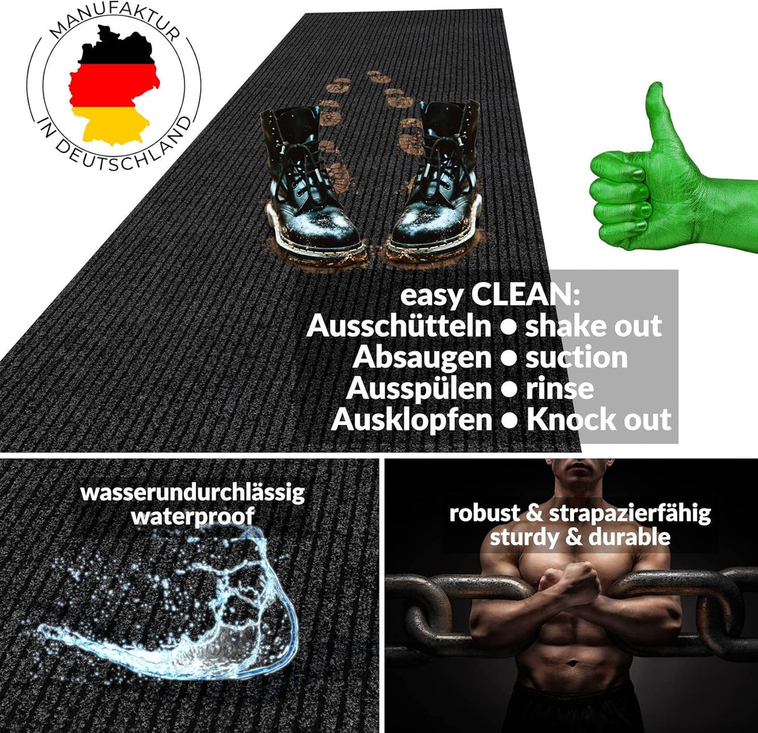 ANRO Schmutzfangmatte Mischa Teppich Läufer Meterware rutschfest &amp; zuschneidbar | Indoor Outdoor Fus