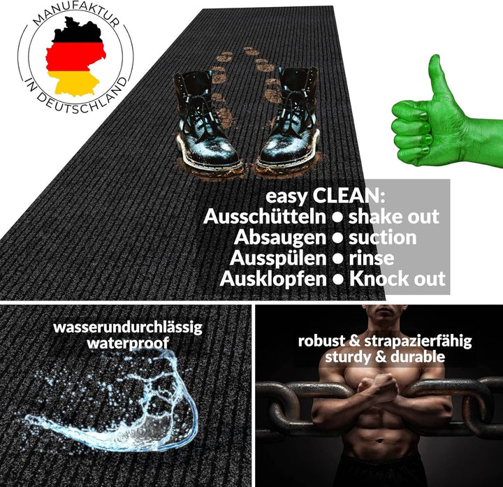 ANRO Schmutzfangmatte Mischa Teppich Läufer Meterware rutschfest &amp; zuschneidbar | Indoor Outdoor Fus