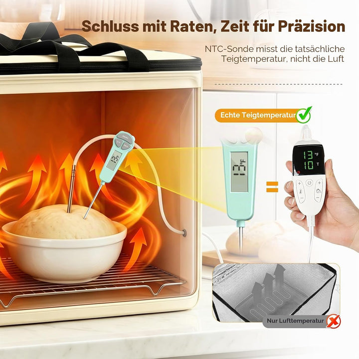 32L Heizung Gärbox Sauerteig mit NTC Sensor und Abkühlgitter,Faltbare Gärautomat mit 10–55 °C Temper