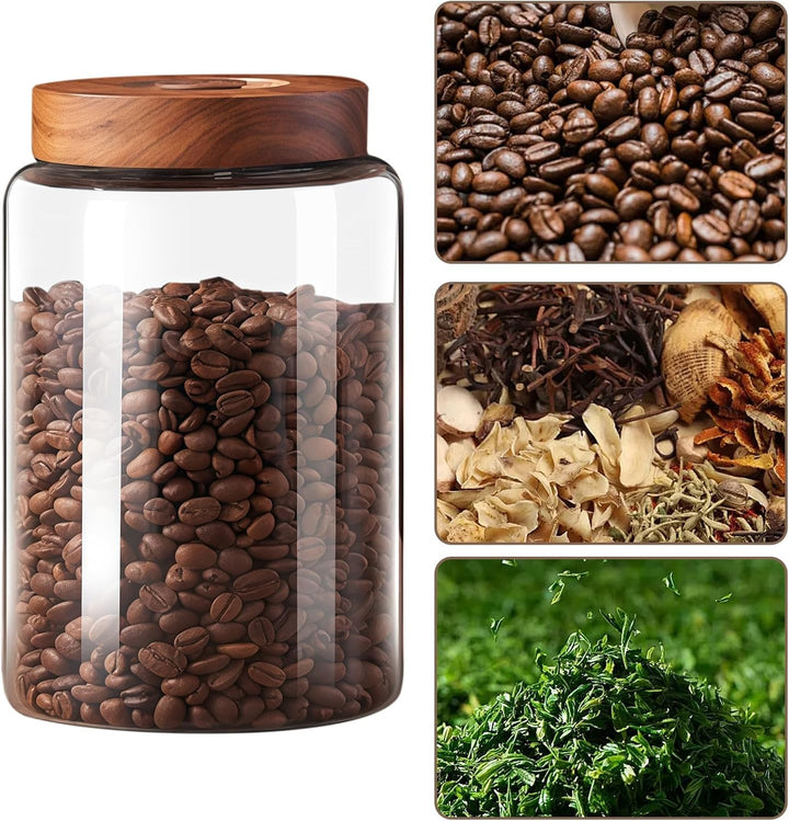 Vakuum Luftdicht Kaffeedose aus Glas: 1800ml Auslaufsichere Kaffeebohnen Behälter, Kaffeedose mit Ei