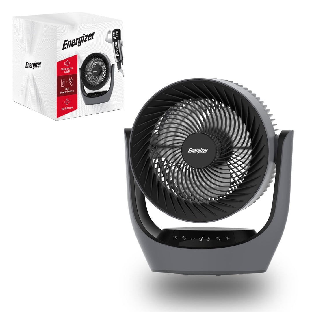 Energizer Tischventilator, leise, 35 dB, tragbar, wiederaufladbar, 3600 mAh, 9 Geschwindigkeitsstufe