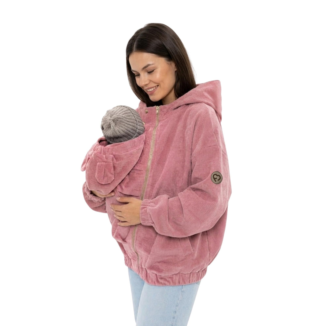 fun2bemum 3-in-1 Cord Bomberjacke für Schwangerschaft und Babytragen Gross Coral, Gross Coral