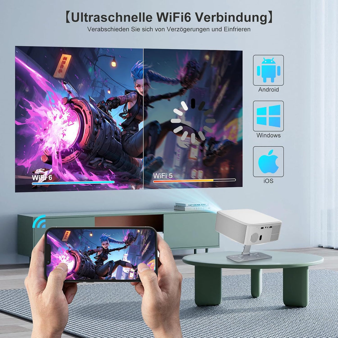 Salange Beamer,Kompatibel mit Netflix,Native 1080P Projektor Unterstützt 4K,mit WiFi und Bluetooth 5