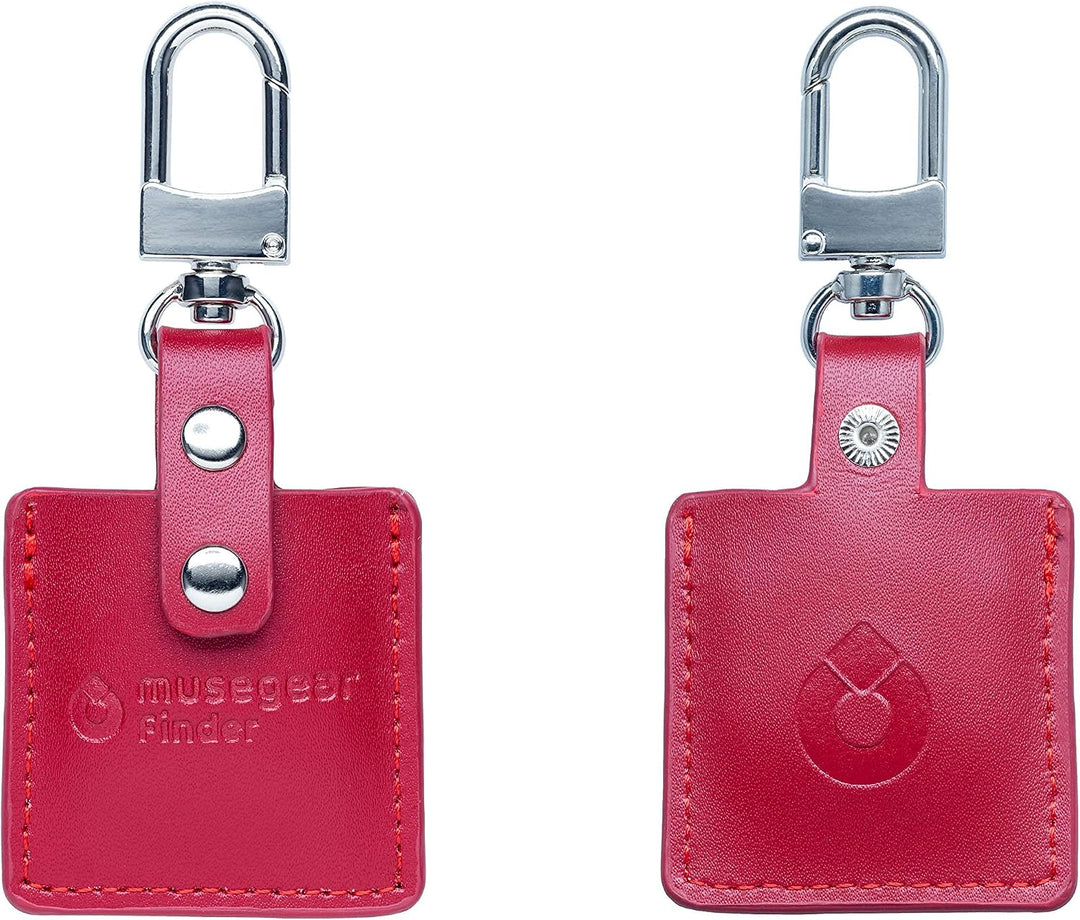 musegear Schlüsselfinder mit Bluetooth App aus Deutschland in Bordeaux roter Leder-Tasche I Finder h