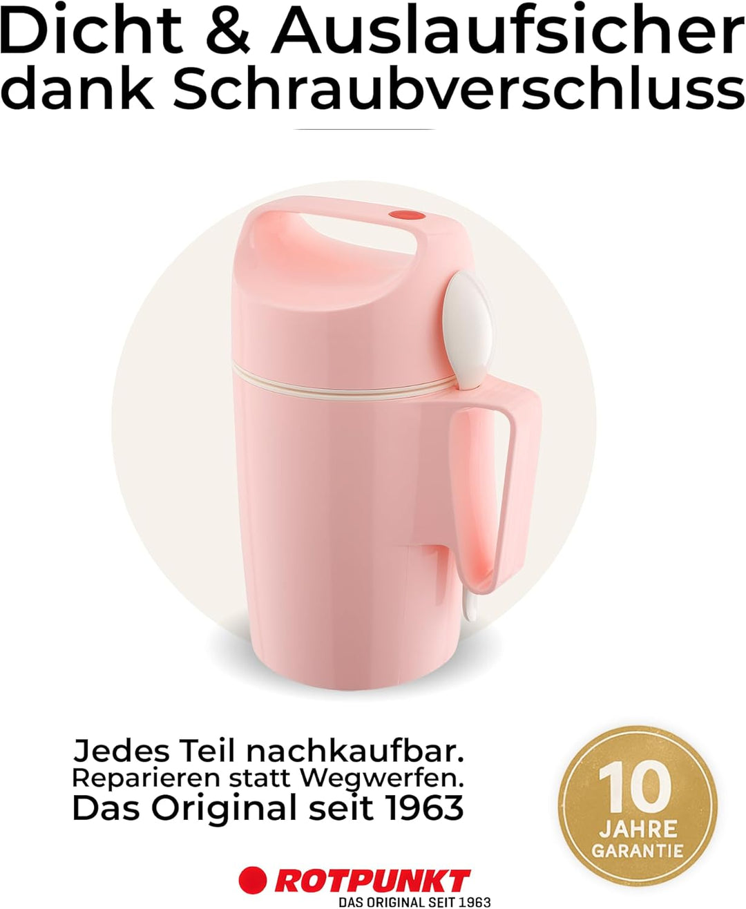 ROTPUNKT Thermobehälter für Essen 850 ml inkl. Löffel – Thermo Lunchbox Heiss &amp; Kalt I Made in Germa