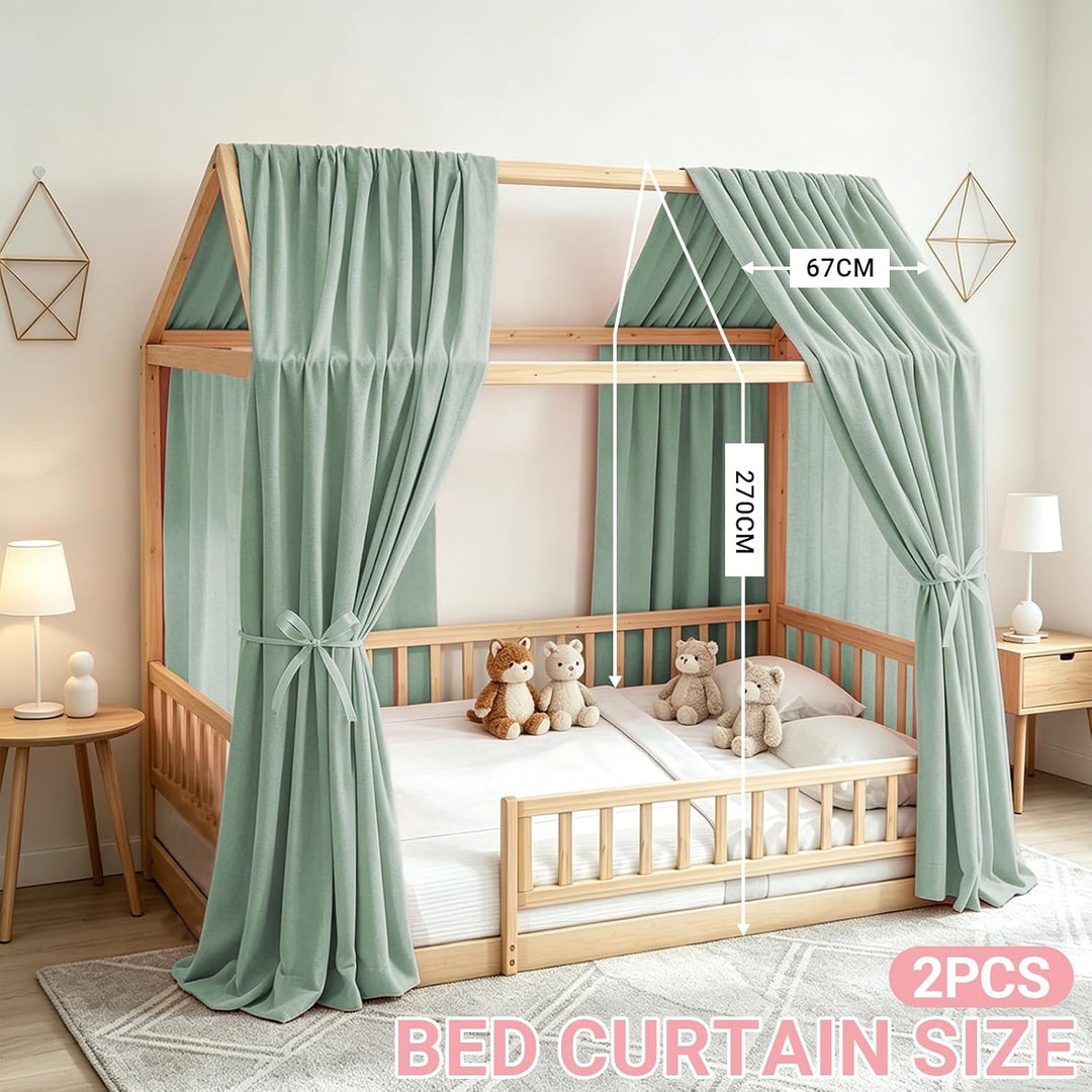 2 Stück Hausbett Himmel 67 x 270 cm Weich und Atmungsaktiv Baldachin Kinderzimmer Deko Betthimmel Ha