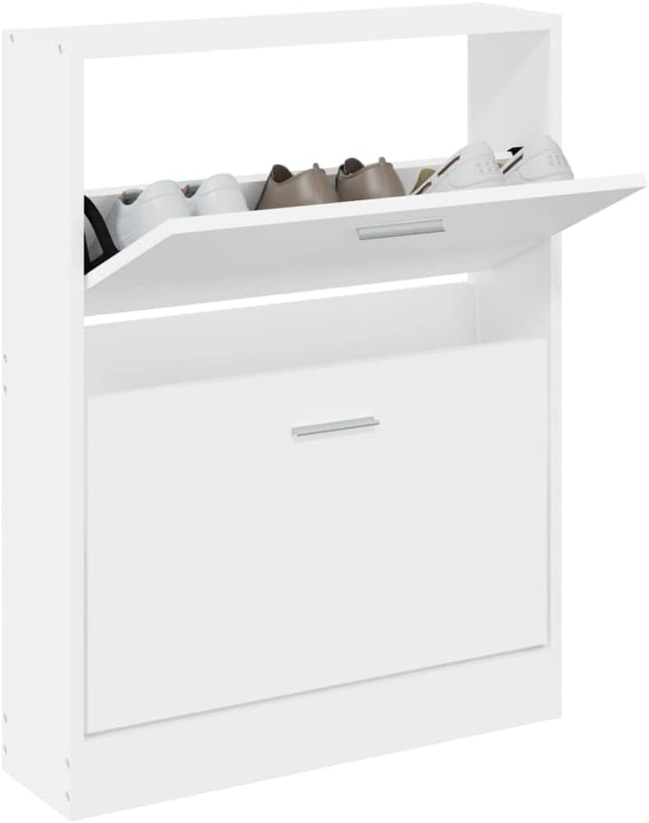 Schuhschrank Weiss 59x17x81 cm Holzwerkstoff, Schuhe Organizer, Schuhe Aufbewahrung, Schuhregal für