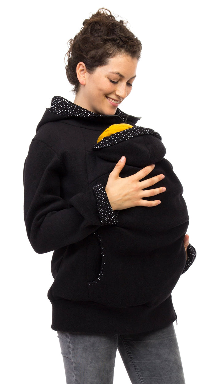 Viva la Mama Kängurujacke, Tragejacke für Baby aus Fleece - AHOI L Schwarz /Kosmos, L Schwarz /Kosmo