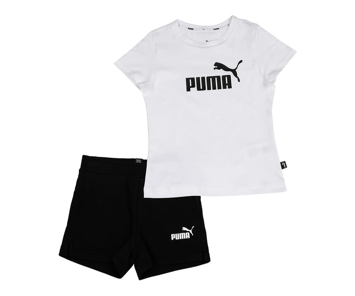 PUMA Mädchen Logo Tee &amp; Shorts Set G Trainingsanzug 116 Puma White, 116 Puma White