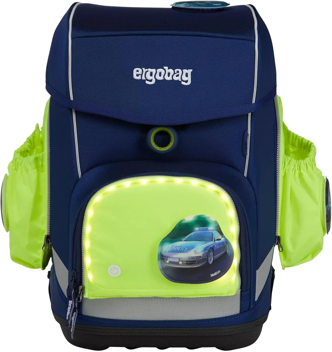 ergobag Fluo LED Seitentaschen Set Geeignet für pack, cubo, cubo light und wide Einheitsgrösse Gelb,