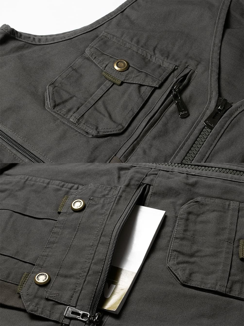 Oralidera Herren Outdoor Weste Freizeit Jacke Leicht Safari Weste mit Reissverschluss Jagd und Angle