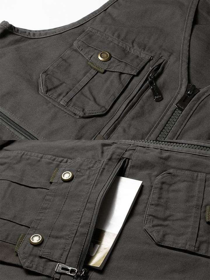 Oralidera Herren Outdoor Weste Freizeit Jacke Leicht Safari Weste mit Reissverschluss Jagd und Angle