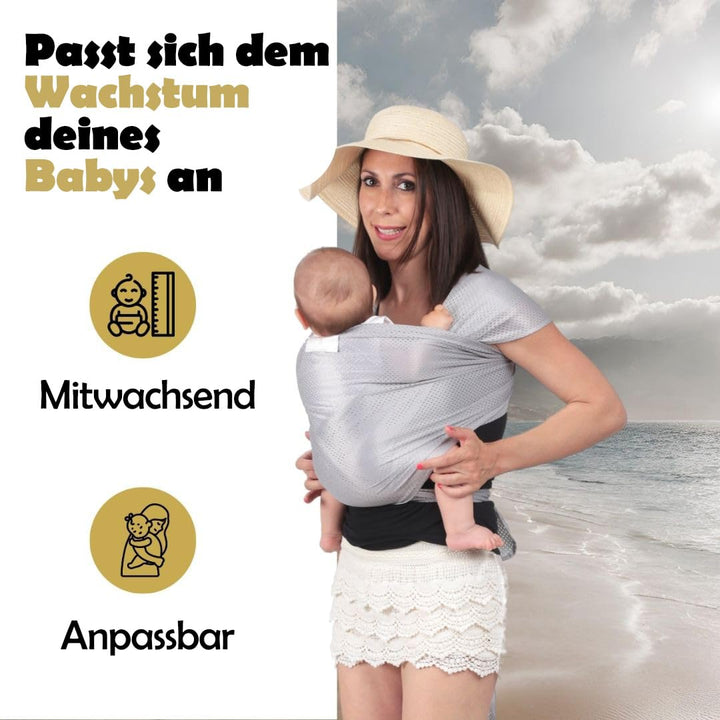Amarsupiel | Wasser-Babytrage | Schnelltrocknend || Waterproof | Farbe Grau, grau