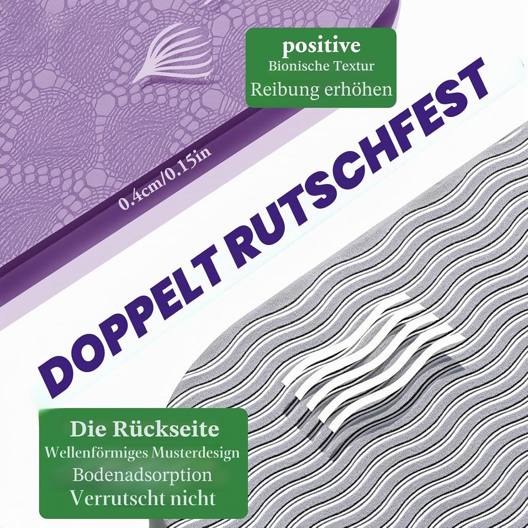 Klappbare Yogamatte, Faltbare Yogamatte Reise Leicht 183 x61x0.4 cm Rutschfest Tragbare Fitnessmatte