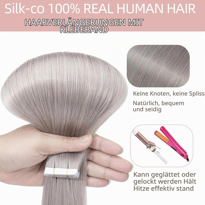 Tape Extensions Echthaar 10stk, Remy Tape in Extensions Haarverlängerung, Skin Weft Echthaar Haarext