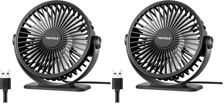 TriPole Ventilator Leiser, Mini Ventilator mit 3 Geschwindigkeiten, USB Tischventilator Leistungssta